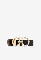 Hammered Gancini Reversible Leather Belt