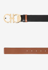 Hammered Gancini Reversible Leather Belt