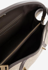 Ferragamo Large Hug Soft Shoulder Bag with Leather Trims Cream 21A255 HUG SH M 785998-WHITE NERO