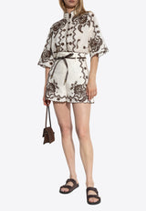 Ascension Embroidered Linen Mini Shorts