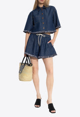 Fringed Denim Shorts