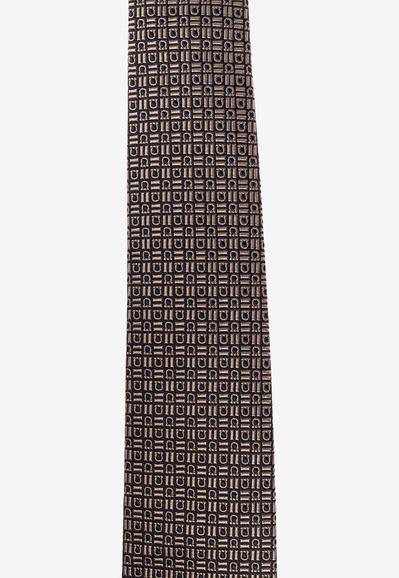 Ferragamo Interwoven Hearts Print Silk Tie 351267 5 ALASSIO7J 784499-F BEIGE BLU