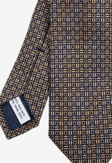 Ferragamo Interwoven Hearts Print Silk Tie 351267 5 ALASSIO7J 784499-F BEIGE BLU