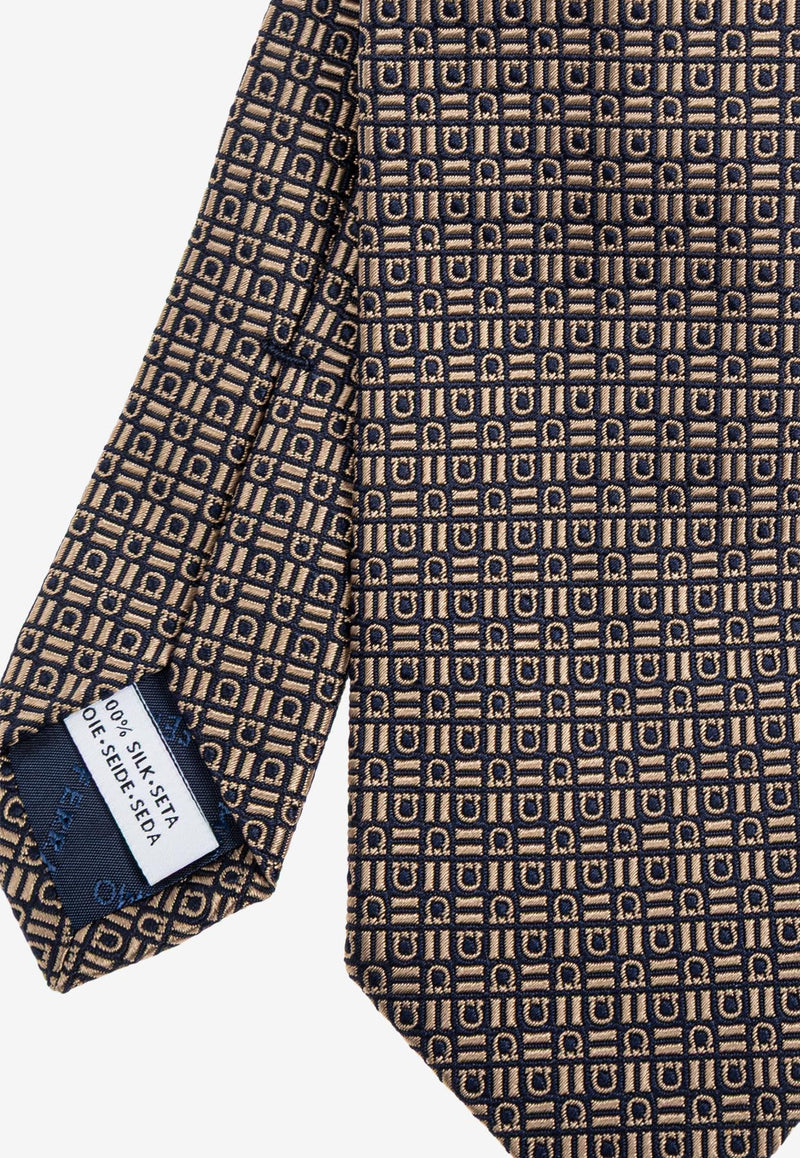 Ferragamo Interwoven Hearts Print Silk Tie 351267 5 ALASSIO7J 784499-F BEIGE BLU