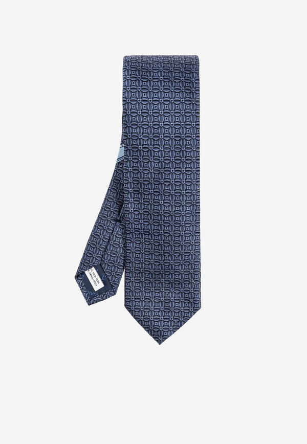 Ferragamo Gancini Jacquard Silk Tie 351265 5 AOSTA7J 784488-F NAVY