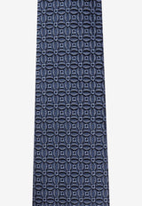 Ferragamo Gancini Jacquard Silk Tie 351265 5 AOSTA7J 784488-F NAVY