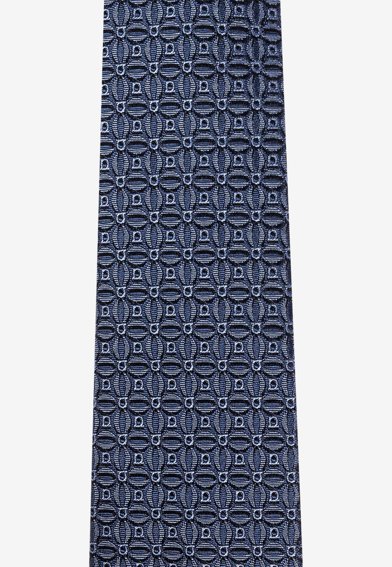 Ferragamo Gancini Jacquard Silk Tie 351265 5 AOSTA7J 784488-F NAVY
