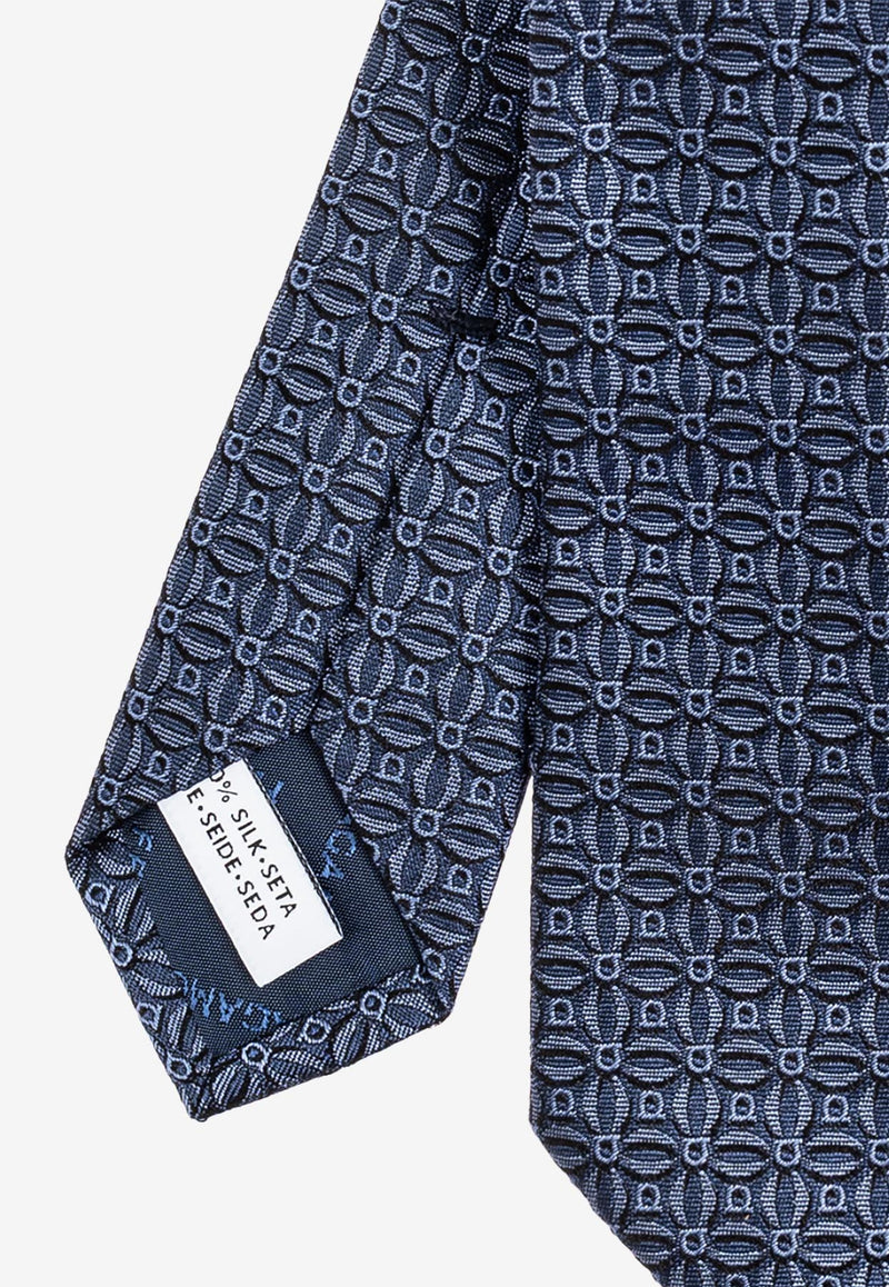 Ferragamo Gancini Jacquard Silk Tie 351265 5 AOSTA7J 784488-F NAVY