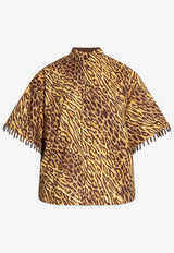 Leopard Print Beaded Blouse