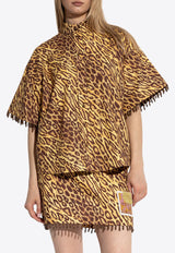 Leopard Print Beaded Blouse