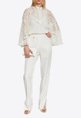 Lace Yoke Long-Sleeved Blouse