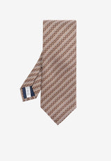 Ferragamo Interlocking Gancini Silk Tie 351258 5 ALFA 784214-F MARRONE AZZURRO