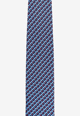 Ferragamo Elephant Print Silk Tie Navy 351283 5 ARIS 784664-F NAVY AZZURRO