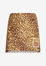 Animal Print Fringed Mini Skirt