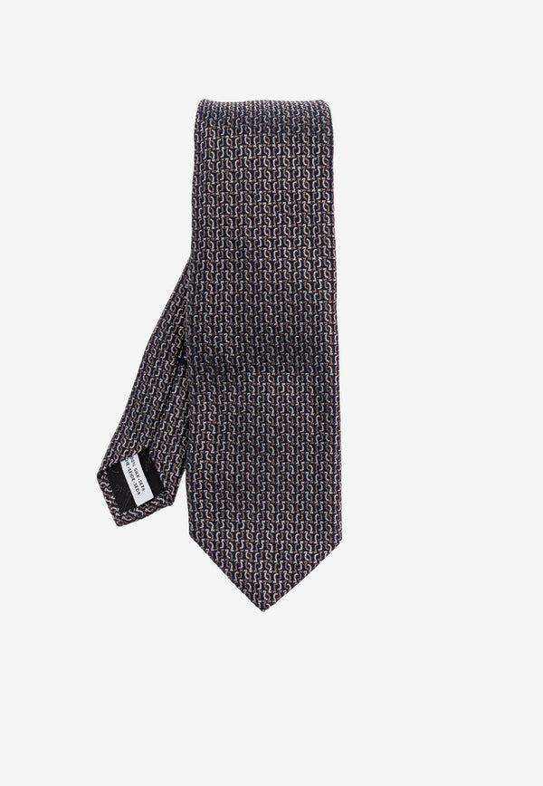 Ferragamo Gancio Squiggle Jacquard Tie 351279 5 ALBENGA7J 784510-F NERO
