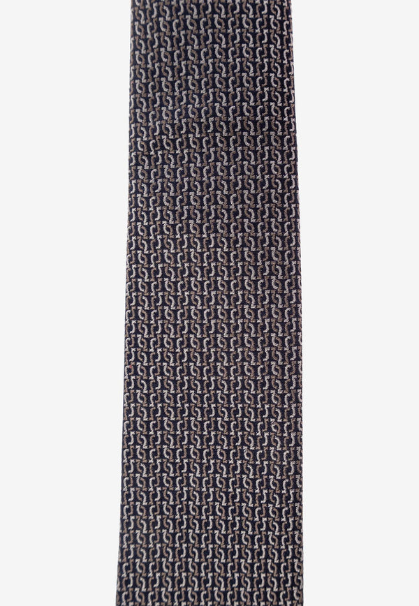 Ferragamo Gancio Squiggle Jacquard Tie 351279 5 ALBENGA7J 784510-F NERO
