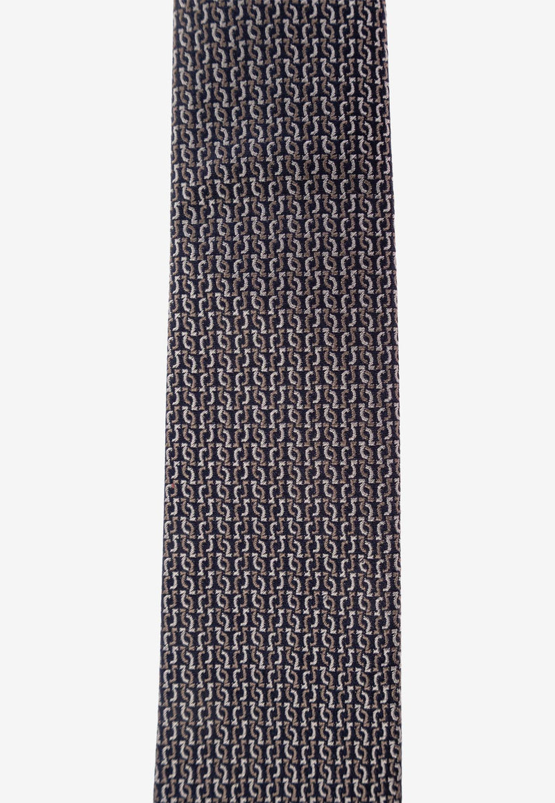 Ferragamo Gancio Squiggle Jacquard Tie 351279 5 ALBENGA7J 784510-F NERO