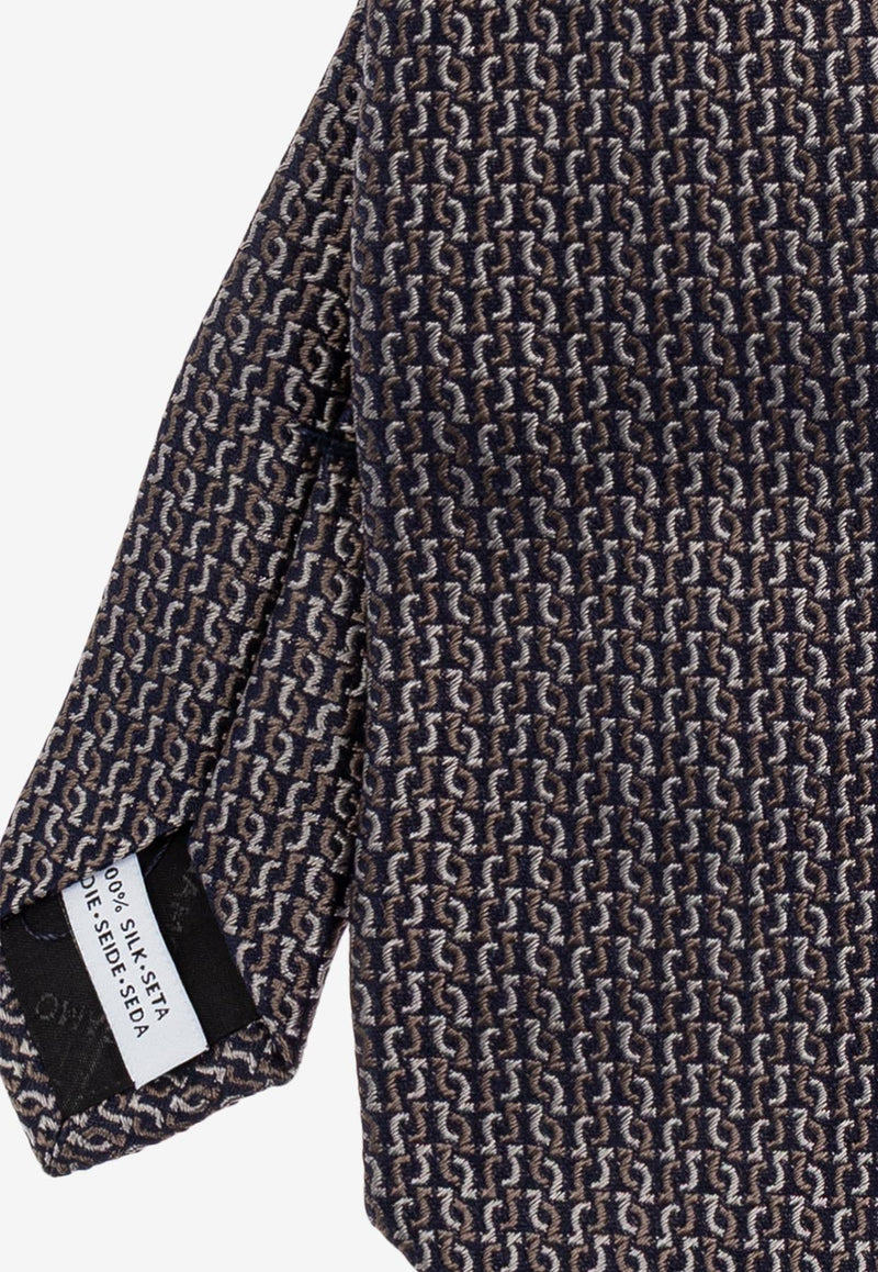 Ferragamo Gancio Squiggle Jacquard Tie 351279 5 ALBENGA7J 784510-F NERO