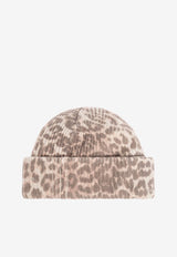 Logo Patch Leopard Print Beanie