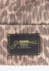 Logo Patch Leopard Print Beanie