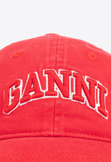 GANNI Logo Patch Baseball Cap Red A6903 5951-403