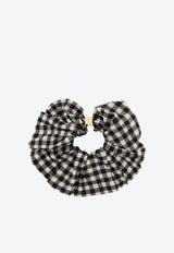 GANNI Gingham Check Hair Scrunchie Black A6843 6965-004