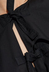 GANNI Peplum Tie Blouse Black F7364 6479-099