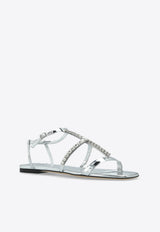 Gwyn Metallic Leather Flat Sandals