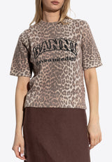 Leopard Print Logo Knit Top