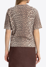 Leopard Print Logo Knit Top