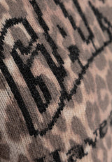 Leopard Print Logo Knit Top