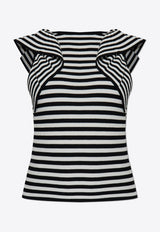 Vieste Striped Ruffled Top