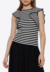 Vieste Striped Ruffled Top