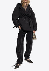 Double-Breasted Belted Short Trench Coat