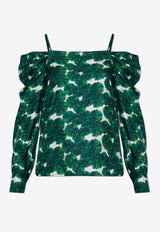 Ustica Off-Shoulder Printed Silk Blouse