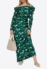 Ustica Off-Shoulder Printed Silk Blouse