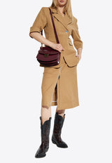 Zip-Up Belted Midi Skirt