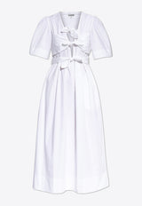 GANNI Short-Sleeved Midi Dress White W1115 6977-151