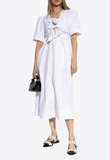 GANNI Short-Sleeved Midi Dress White W1115 6977-151