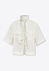 Lace-Up Stretch Blouse