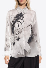 Honeybee and Daisy Print Long-Sleeved Shirt