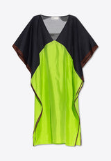 Colorblocked Silk Midi Kaftan Dress