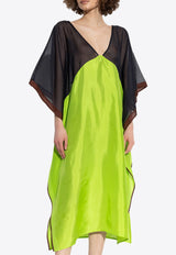 Colorblocked Silk Midi Kaftan Dress