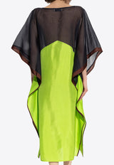 Colorblocked Silk Midi Kaftan Dress