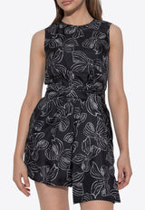 Baviera Bow-Print Silk Playsuit