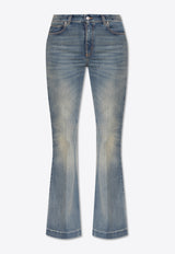 Flared-Leg Faded Jeans