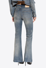 Flared-Leg Faded Jeans