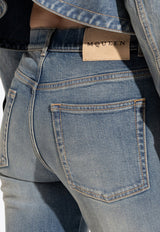 Flared-Leg Faded Jeans
