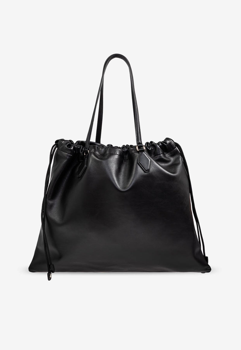 Jimmy Choo Large Drawstring Tote Bag DRAWSTRING TOTE L ZKP-BLACK LIGHT GOLD