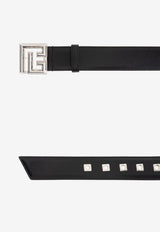 Balmain Smooth Leather PB Buckle Belt